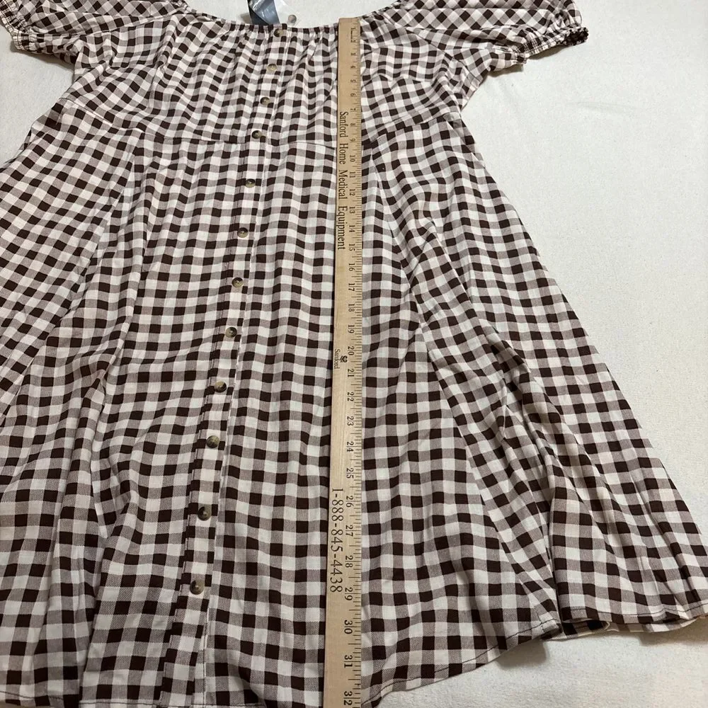 Torrid Cream and Brown Plaid Mini Dress - Picture 5 of 7